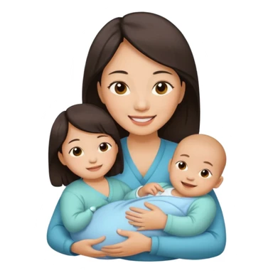 A Chinese mother with her newborn. sticker
