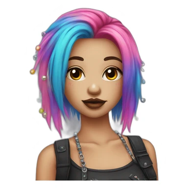 Nose studs colorful hair punk girl sticker