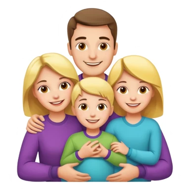 "Husband and wife with 50 children taking a group photo, cheerful, colorful cartoon style, bright and playful." sticker