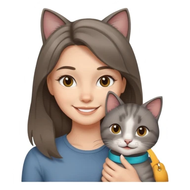 White brunette with balayage and her Grey cat  sticker