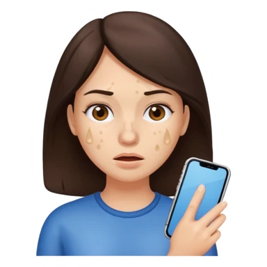 brunette woman with lots of acne sticker