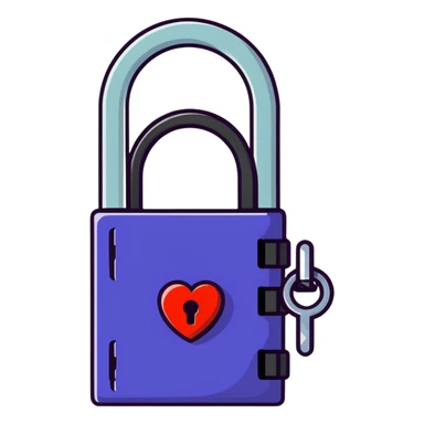 padlock with heart shape sticker