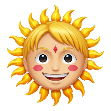 Sun God Nika from One Piece, exaggerated smile, glowing effect, playful and dynamic sticker