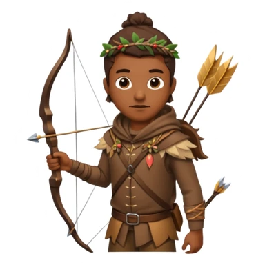 The classic hunter image with a bow and arrow on his back, dressed in brown with some animal made decorations sticker
