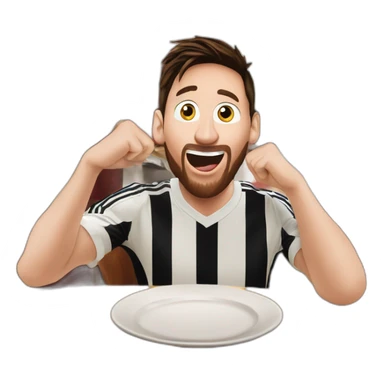 lionel messi with a surprised face in an italian restaurant sticker
