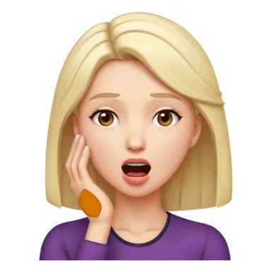 Femme, bouche ouverte, tête légèrement penchée en arrière. Main contre le front de façon dramatique  sticker