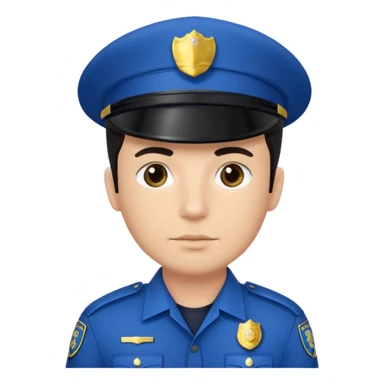 Police man wearing Blue uniform with hair sticker