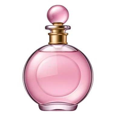 aesthetic pink perfume bottle, elegant glass, rounded shape, shiny, no text sticker