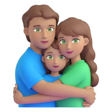 cute couple hugging, girl with light brown hair and green eyes, guy with brown hair and blue eyes sticker