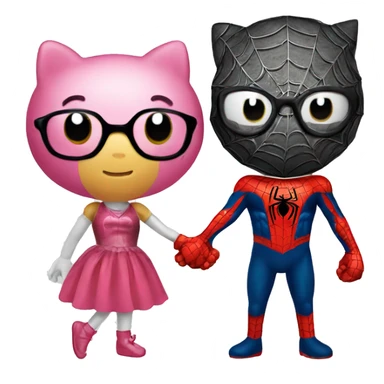 spider-man and hello kitty holding hands sticker