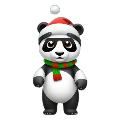 full body christmas panda in vr headset sticker