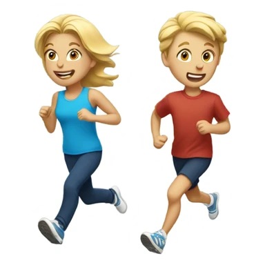 Blonde Mom and son running sticker