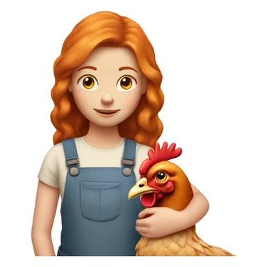 Ginger girl with a hen sticker