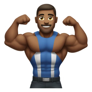 Muscular man showing of sticker
