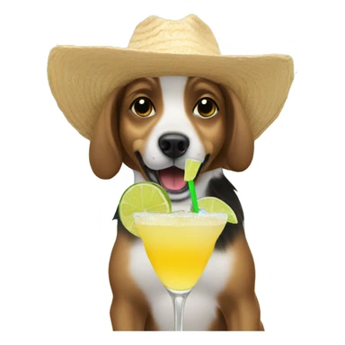 Picture of a dog drinking a margarita at the beach  sticker