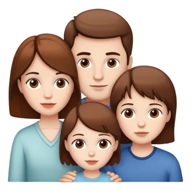 family 3 people, white skin and all brown hair  sticker
