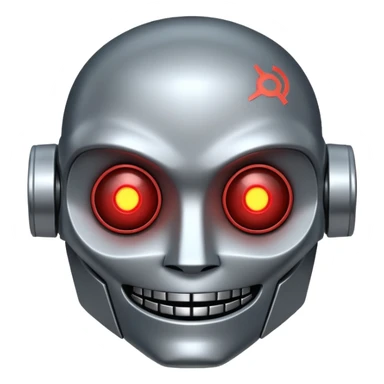 evil robot. Only its head. Low details. Make it smile sticker