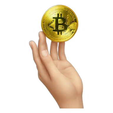 bitcoin coin on hands sticker