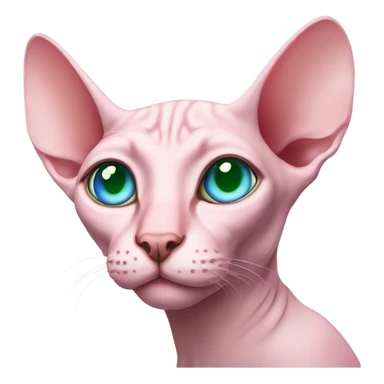 Pink sphinx cat with one eye blue and one eye green sticker