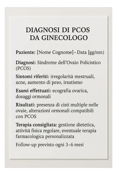 Diagnosi di PCOS data dal ginecologo in italiano sticker