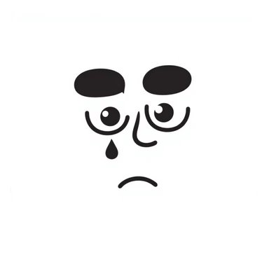 hand-drawn sad face with single tear sticker