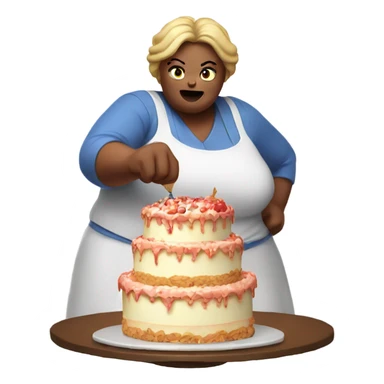Big lady fighting for cake sticker