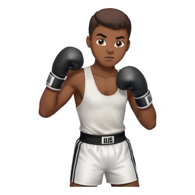 19-year-old Black male boxer in boxing stance, athletic build, boxing gloves sticker