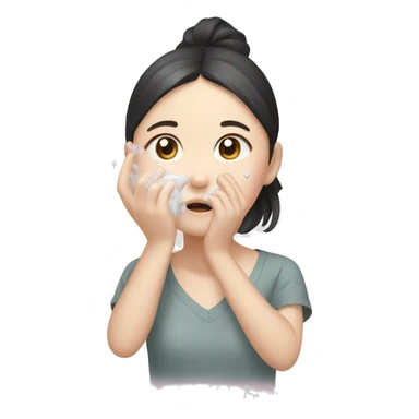 Korean girl washes her face sticker