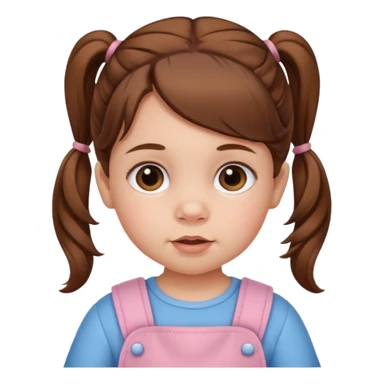 baby girl with brown hair and pigtails sticker