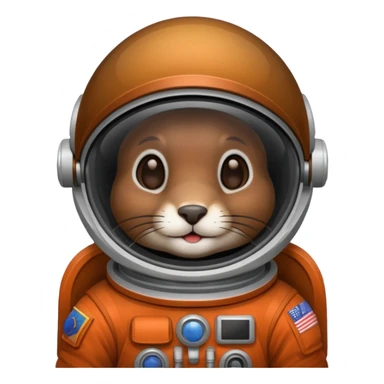 dark brown rabbit astronaut sticker