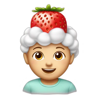 Smiling cute Baby with a strawberry on top of the head sticker