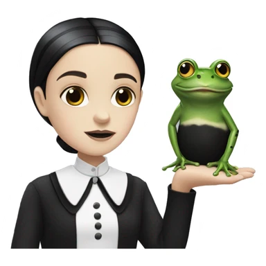 Wednesday Addams with a Frog sticker