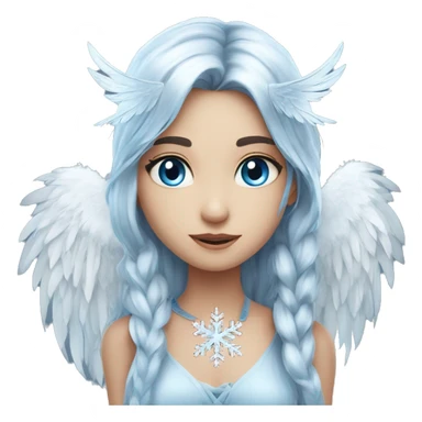 big wings, silver, feather, icy ,snowflake, Beautiful, fairy, long hair, blue eyes sticker