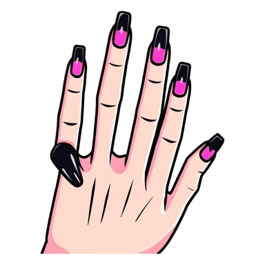 hand with 5 fingers, pink gothic nails sticker
