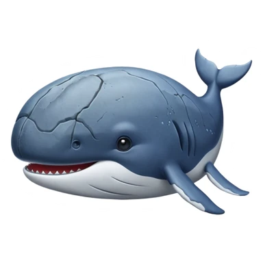 A big rock with a whale face sticker