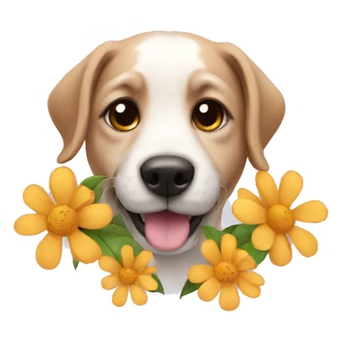 Dog with flower sticker