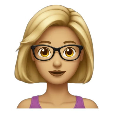 Femme lunette cheveux brun clair sticker