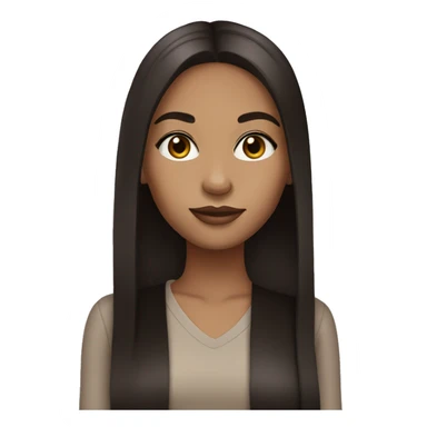 lightskin girl with long straight dark brown hair with middle part and lashes sticker