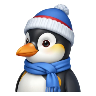 Winter penguin wearing winter clothes with winter background sticker