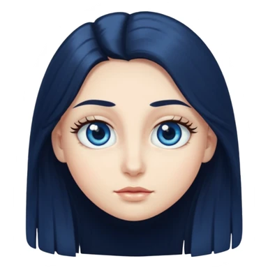 long dark hair with big blue eyes and long dark eyelashes round face sticker