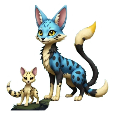 Epic complex detailed aesthetic-scenic-Fakémon-Trico-Sergal-Serval-Vernid-Genet-Umbreon-creature sticker