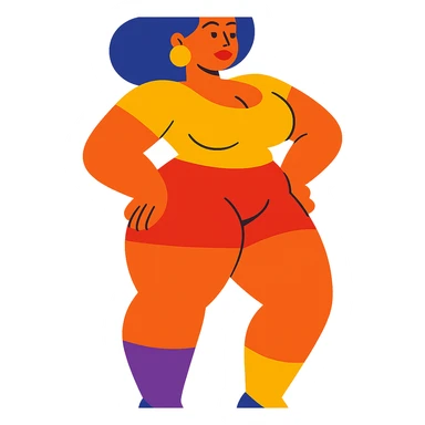 woman with exaggerated proportions sticker