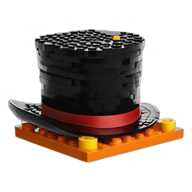 Lego brick on magician hat sticker