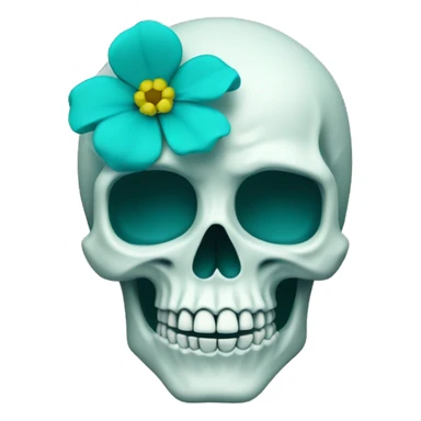Skull with teal flowers on top left sticker