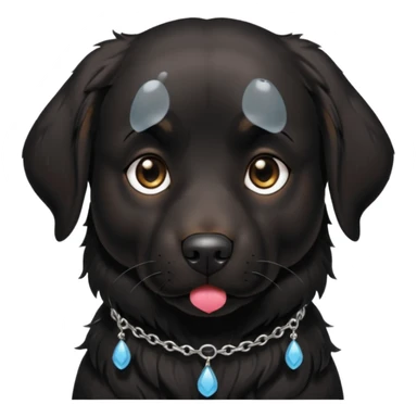 Sad black retriever dog with tears in eyes, wearing gothic accessories  sticker