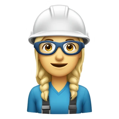 Caucasian woman wearing a safety helmet, safety glasses and earplugs sticker