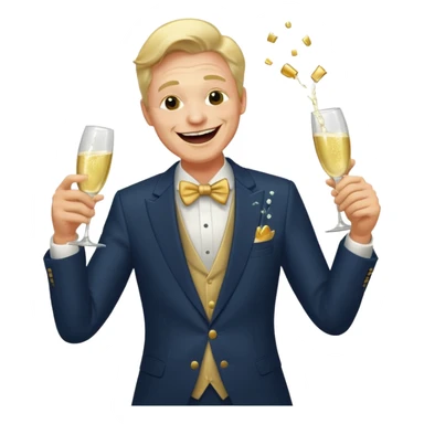 Old money man laughing with champagne glass spilling sticker