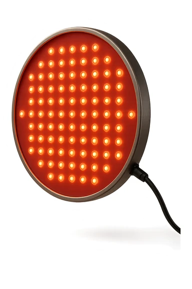 luce rossa led rotonda fluttua in aria, iperrealistica 4k sticker