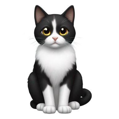 Small short-haired black-furred cat sitting with white fur on underside only sticker