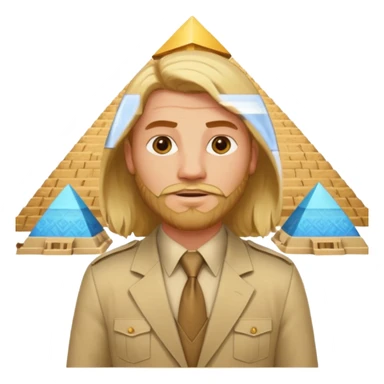 male blond long hair agent with short beard in egypt with pyramid. bit more fat sticker